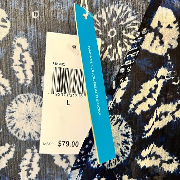 Bleu by Rod Beattie Take a Dip Blue Printed Caftan Cover-Up Size Large NWT - Picture 10 of 10